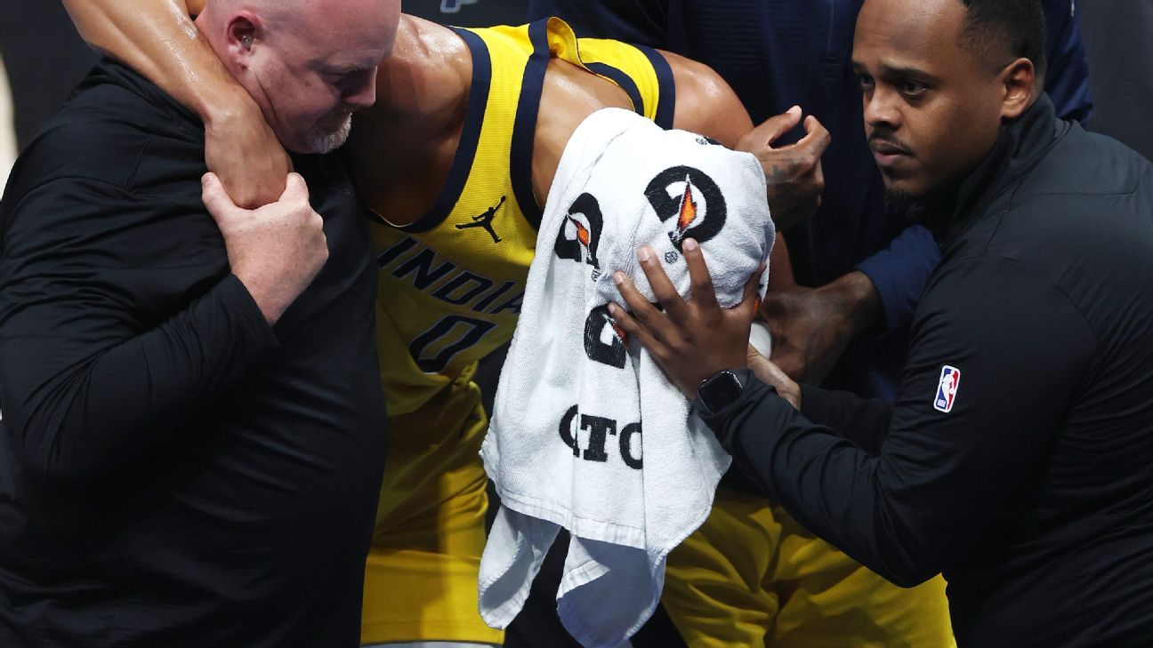 Pacers’ Tyrese Haliburton exits Game 7 with Achilles injury