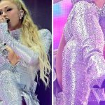 A closer look at Paris Hilton's silver rhinestone Stuart Weitzman boots she wore while performing at the 2025 World Pride Music Festival on June 6, 2025, in Washington, D.C.