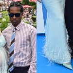 Rihanna and A$AP Rocky wearing dress shoes at "Smurfs" Brussel premiere