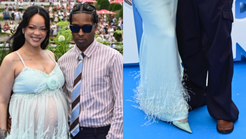 Pregnant Rihanna Wears Chanel and Blue Pumps at ‘Smurfs’ Premiere