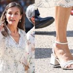 Queen Letizia of Spain attends the inauguration of the Madrid Book Fair 2025 at Retiro Park on May 30, 2025 in Madrid, Spain, hugo boss block heel sandals shoes