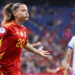 Spain's Claudia Pina celebrates after scoring her side's second goal against England