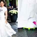 Rosalía is seen on the Upper East Side on May 04, 2025 in New York City, soccer cleats, boots only summer trend
