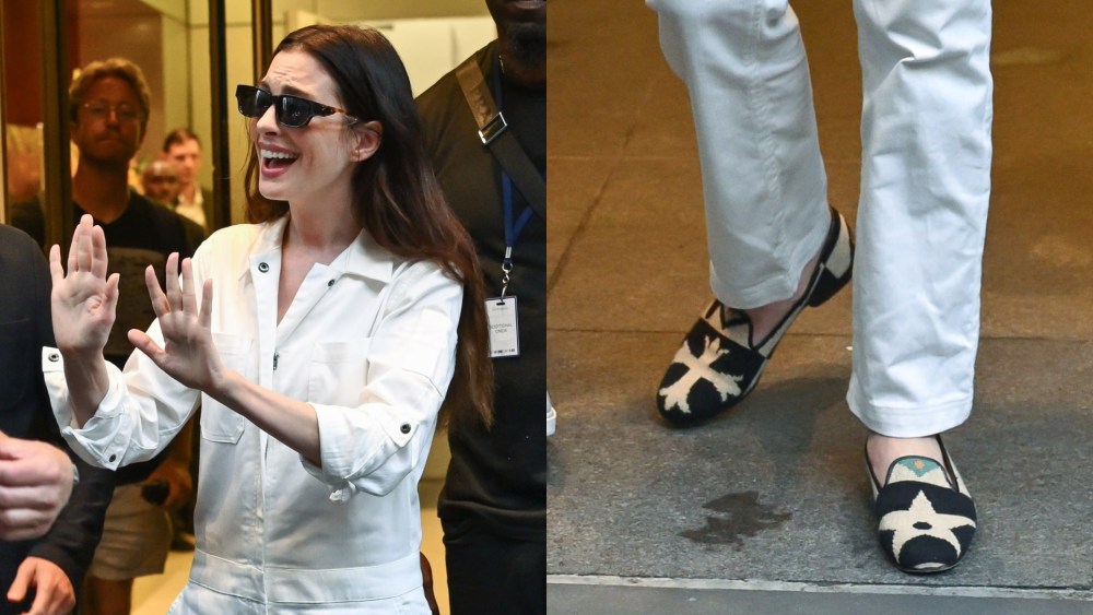 Anne Hathaway Swaps High-heels for Slippers on Devil Wears Prada 2 Set