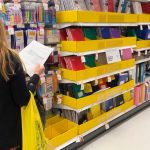 Mother and daughter shopping for back to school supplies at Target, Queens, New York.