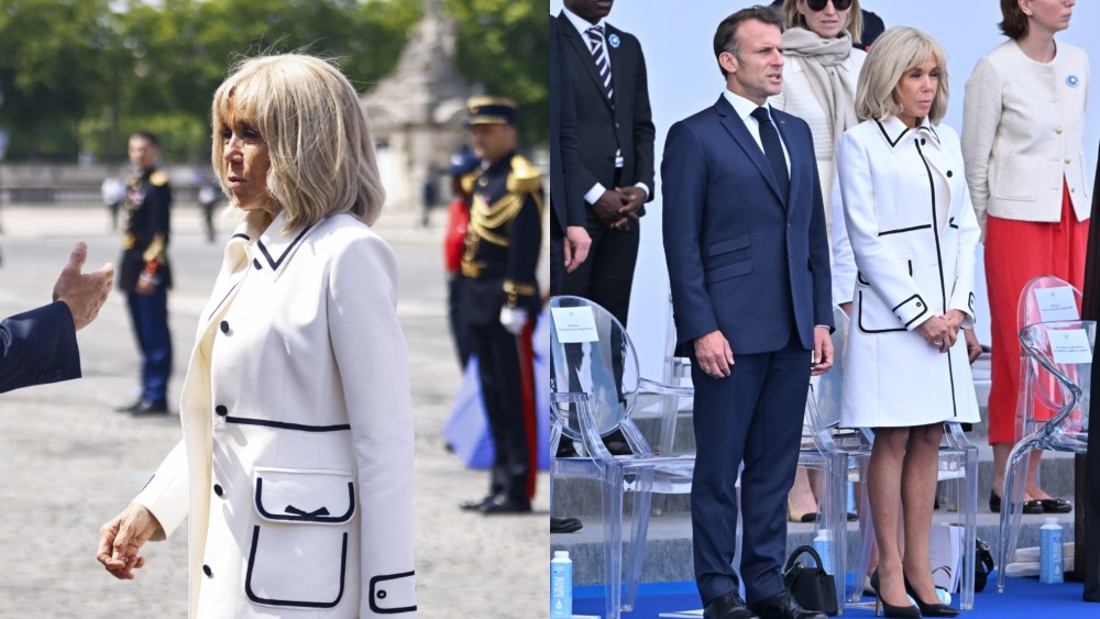Brigitte Macron’s Bastille Day Look Features Bold Lines & Modern Flair