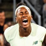 Coco Gauff of the USA celebrates after defeating Danielle Collins