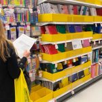 Mother and daughter shopping for back to school supplies at Target, Queens, New York.