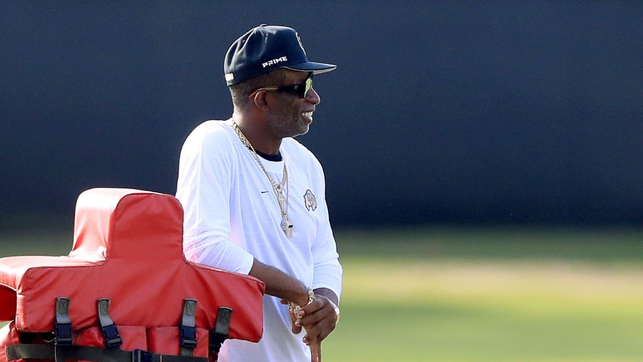 Deion Sanders visits Buccaneers camp for son Shilo’s first practice