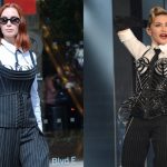 Emily Blunt channels Madonna in Jean Paul Gaultier on the set of 'The Devil Wears Prada 2' in New York City.