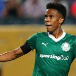Palmeiras' Estevao reacts after scoring against Chelsea at the Club World Cup