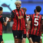 Philip Billing celebrates with his teammates after scoring Bournemouth's opener against Everton in the Premier League Summer Series