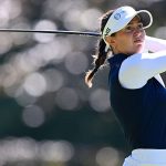 Cara Gainer of England tees off on the fourth hole during Round Three of The Amundi Evian Championship 2025