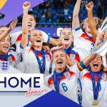 England players celebrate winning Euro 2025