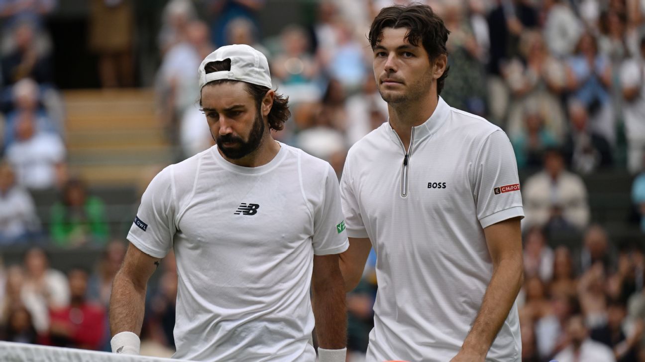Fritz reaches Wimbledon quarterfinals after Thompson retires