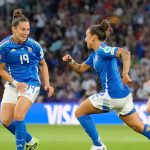 Italy's Elisabetta Oliviero celebrates the opener