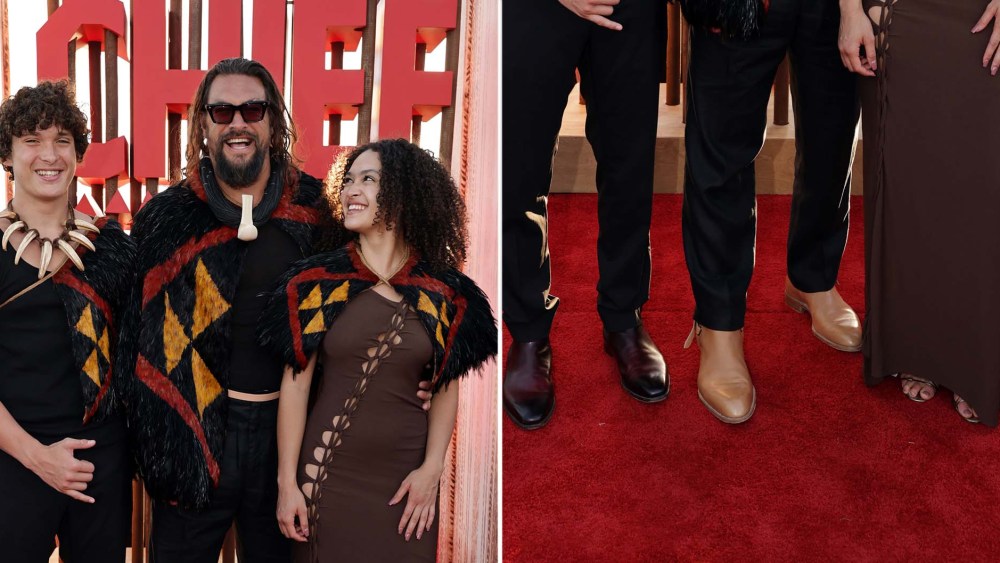 Jason Momoa & Kids Wear Earth-toned Shoes at Hawaii Premiere