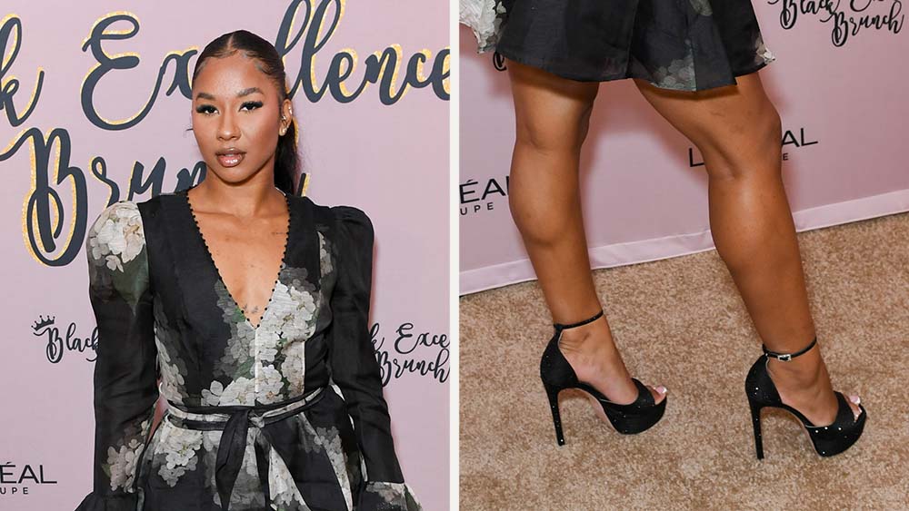 Jordan Chiles Wears Platform Heels & Zimmermann Dress in New Orleans