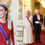 WINDSOR, ENGLAND - JULY 08: Prince William, Prince of Wales and Catherine, Princess of Wales attend the State Banquet at Windsor Castle on July 08, 2025 in Windsor, England. President Emmanuel Macron and Mrs Brigitte Macron visit the UK in the first visit State Visit made by France in 17 years. They are staying at Windsor Castle, hosted by King Charles III and Queen Camilla, and a banquet will be held there in their honour. The Macrons will visit Imperial College, and the President will address Parliament during his stay. (Photo by Chris Jackson/Getty Images)