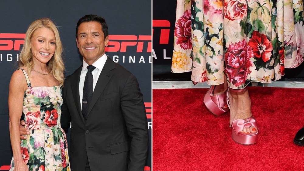 Kelly Ripa Thinks Pink in Miu Miu Platforms on Red Carpet Date Night