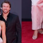 Kristin and Kyle Juszczyk wear dress shoes on ESPY's red carpet in Los Angeles