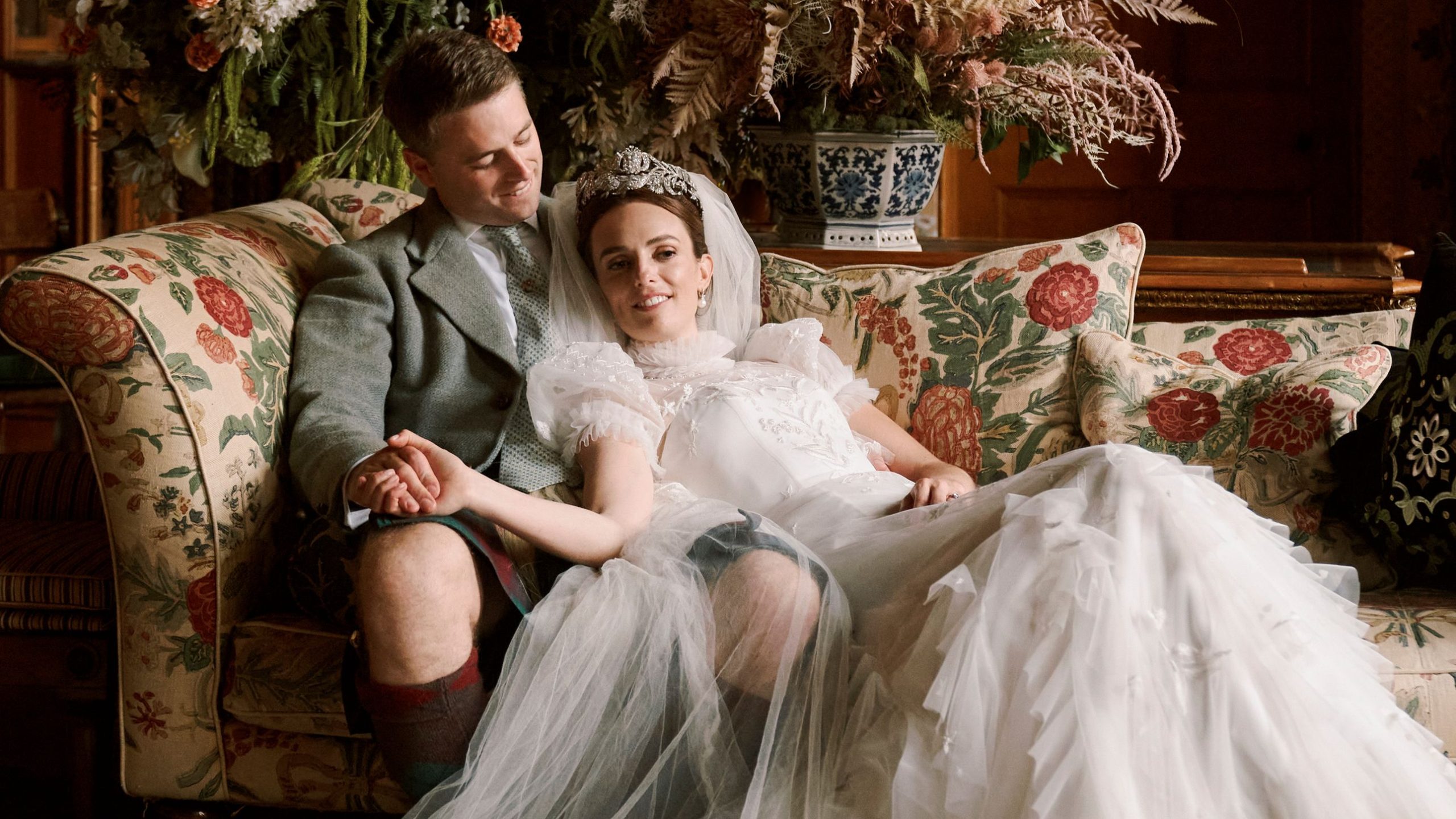 Lady Violet Manners Wore the Rutland Family Tiara to Marry Viscount William Garnock at Belvoir Castle