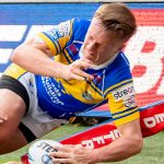 Alfie Edgell scored a hat-trick for Leeds Rhinos as they thumped Salford Red Devils
