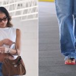Lori Harvey wearing The Row's Dune flip-flops in Scarlett and carrying the Balenciaga Rodeo bag while out in Los Angeles over the weekend.