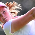 Lottie Woad in action during the final round of the Amundi Evian Championship