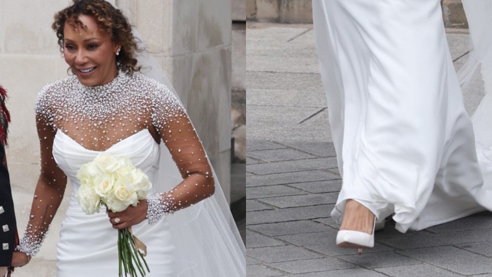 Mel B Wears Pointed-Toe Pumps at London Wedding