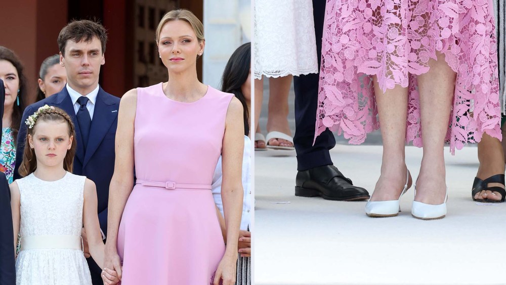 Princess Charlene Wears White Gianvito Rossi Slingbacks in Monaco
