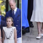Kate Middleton and Princess Charlotte, who wore cream Mary-Jane style flats, arriving at Wimbledon on Sunday.