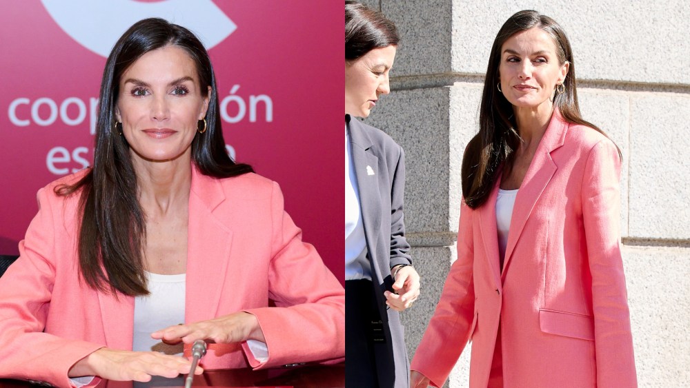 Queen Letizia Does Summer Suiting in Hugo Boss Out in Madrid