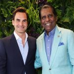 Roger Federer and Vijay Amritraj at Rolex Old Bond Street flagship.
