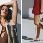 Kaia Gerber modeling Mango's 2025 Summer Collection, including sandals