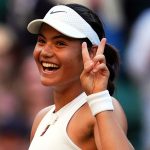 Emma Raducanu celebrates victory following her match against Marketa Vondrousova