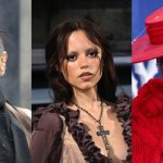 Catherine Zeta-Jones (left), Jenna Ortega (middle) and Joy Sunday (right) during the Wednesday Season Two press tour.