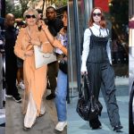 Anne Hathaway with a Coach briefcase; Meryl Streep with a Celine bag; Emily Blunt carrying Dior and Stanley Tucci with Berluti bag on the set of 'The Devil Wears Prada 2' in New York City.