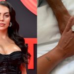 Georgina Rodríguez shows her engagement ring from Cristiano Ronaldo.