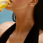 Hailey Bieber drinking lemontini