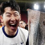 Heung-Min Son with the Europa League trophy