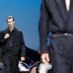 Model on the runway at Giorgio Armani Men's Spring 2026 show