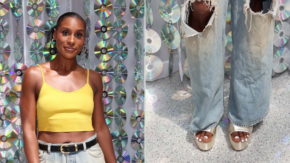 Issa Rae Channels Y2K Shine in Stuart Weitzman Ryder Platforms