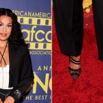 Jordin Sparks wears Fendi’s Colibrì slingback pumps featuring the house's FF monogram mesh at the 7th Annual AAFCA TV Honors on Saturday.