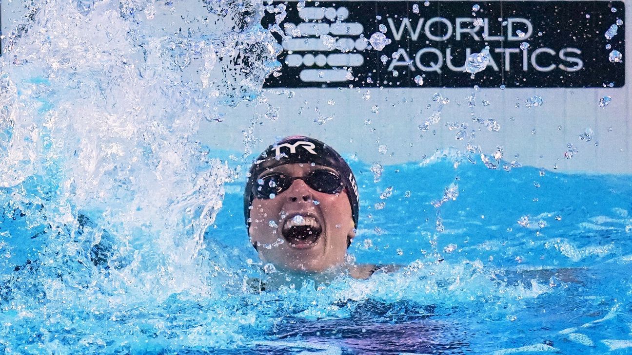 Katie Ledecky wins again, Americans set relay WR at swim worlds