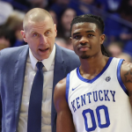 Kentucky head coach Mark Pope and Alabama head coach Nate Oats - Left photo: Dr. Michael Huang, Kentucky Sports Radio; Right photo: © Erik Williams-Imagn Images