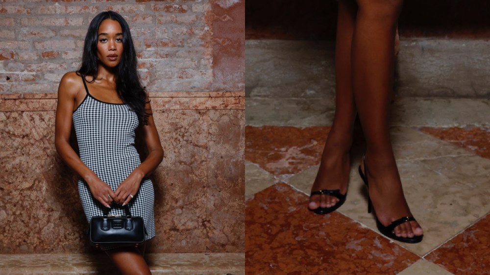 Laura Harrier Steps Out in Slingback Sandals For a Miu Miu Event