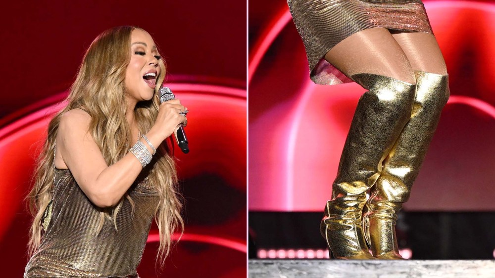 Mariah Carey Shines in Prada Platforms & Zanotti Boots in Brighton