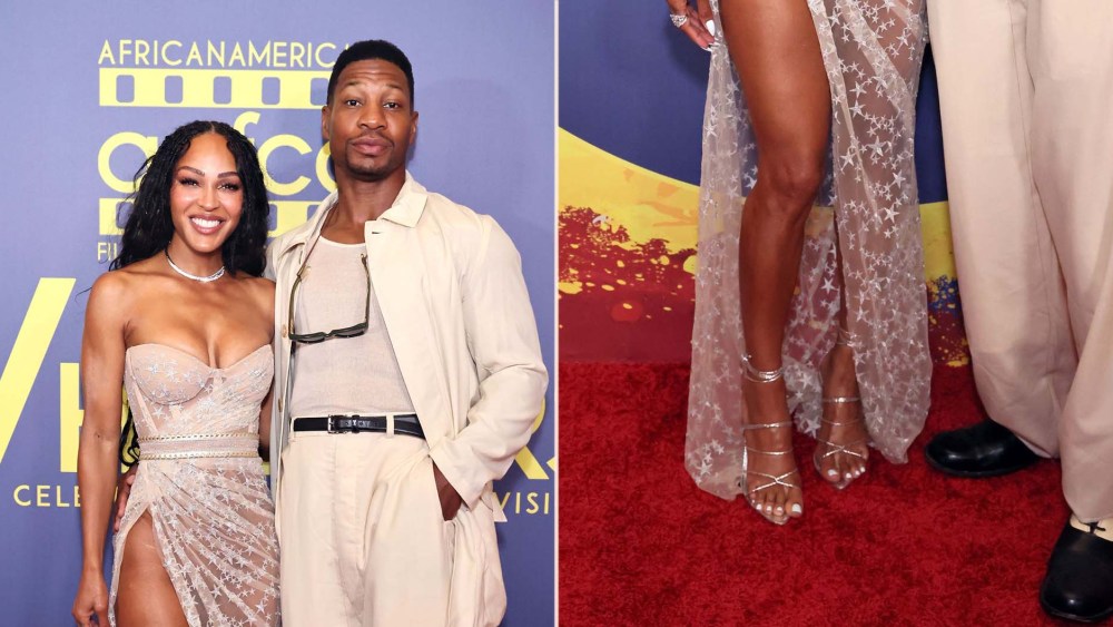 Meagan Good Adds Silver Wrap Stilettos to Her Strappy Sandal Rotation