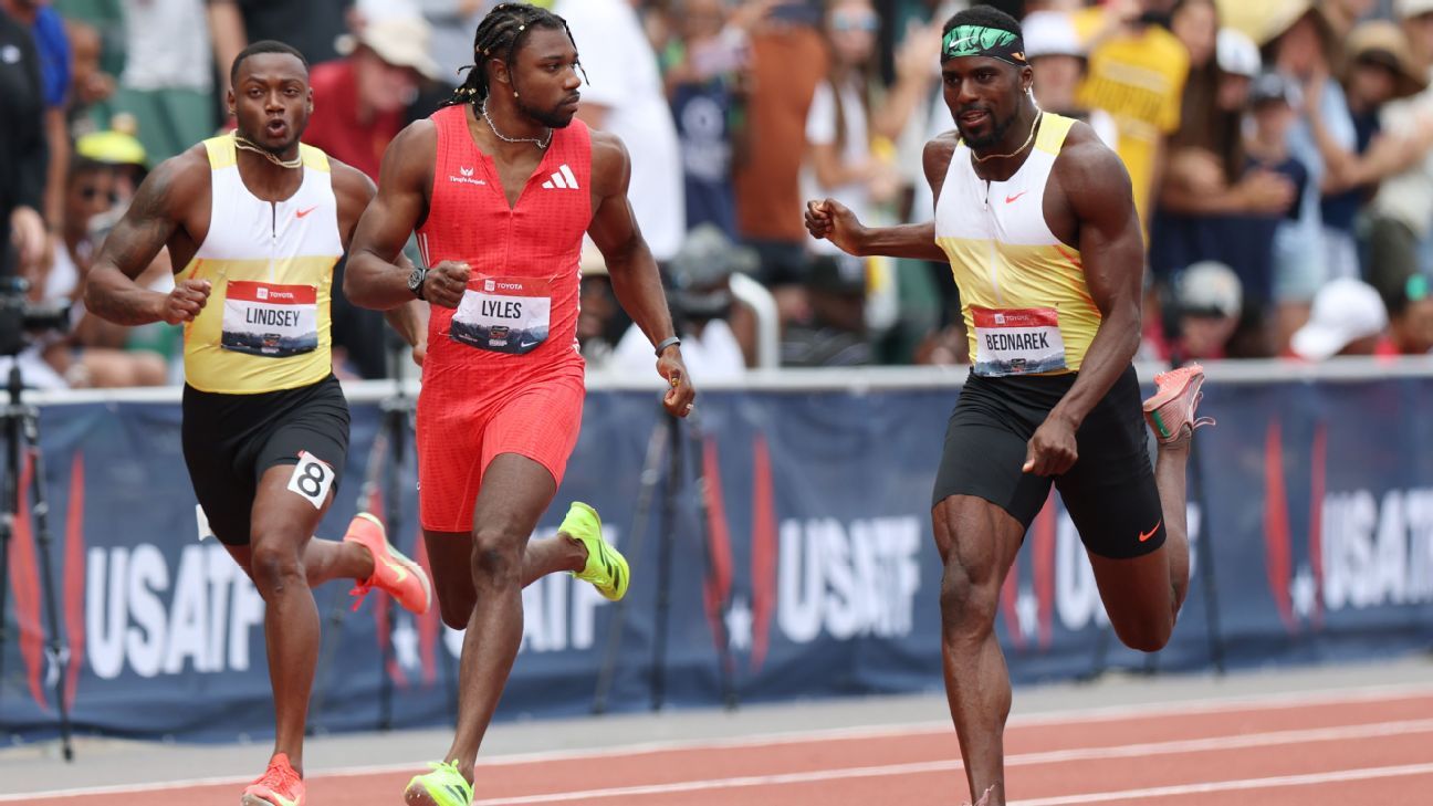 Noah Lyles shoved by Kenny Bednarek after 200m win at nationals
